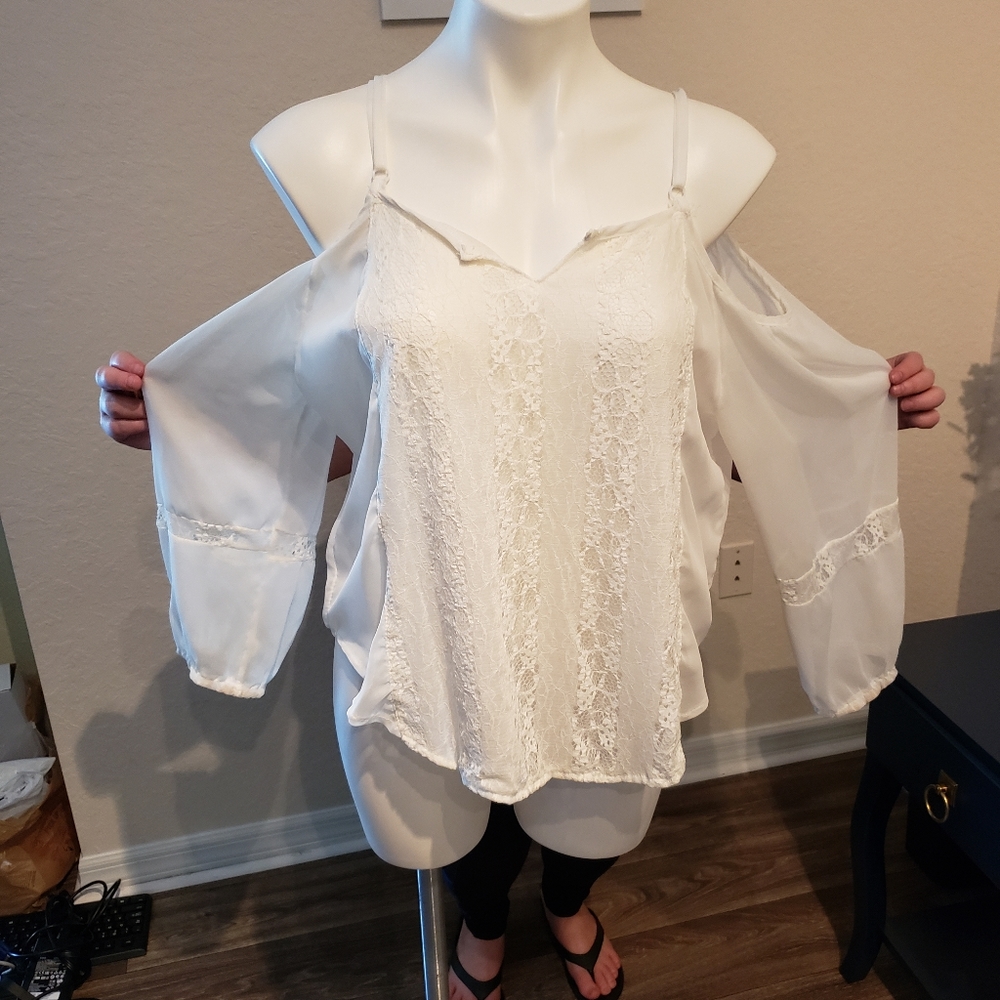 White long sleeve spaghetti strap